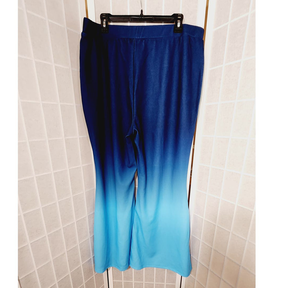 NWOT SHEIN Blue Ombre Stretch High Waist Flare Leg Pants Plus Size: 3XL (18) - Picture 5 of 6